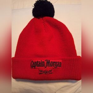 Captain Morgan Red Beanie Hat With Pom‎ Pom